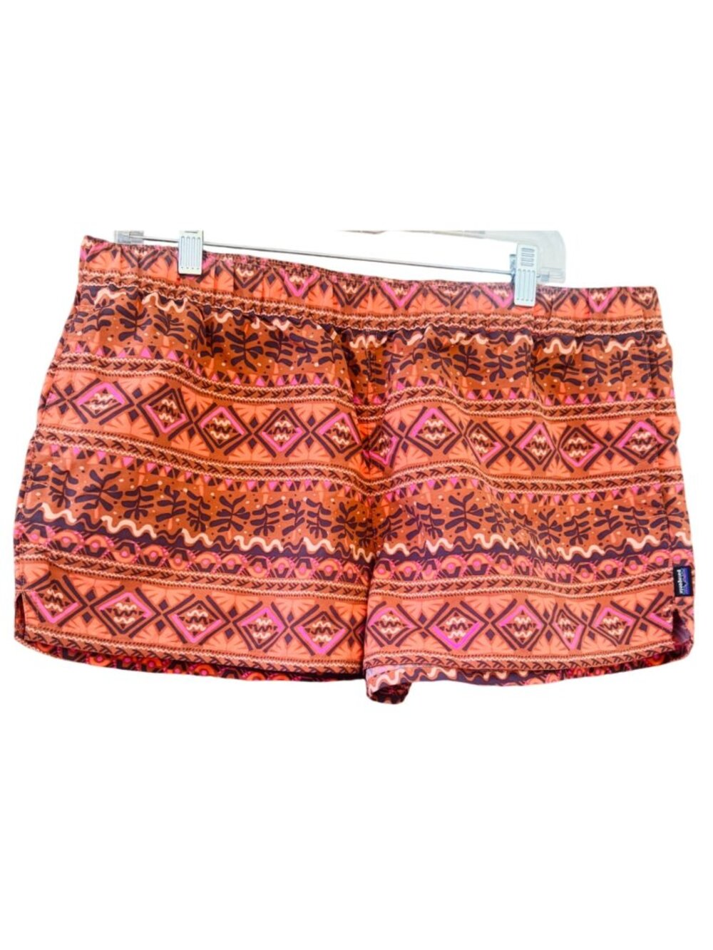 Patagonia Barely Baggies Shorts Womens XL Orange Pink Aztec Tribal Board Shorts
